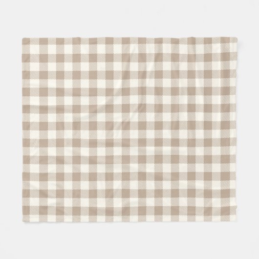 Boho Gingham Pattern Plaid Checkered Neutral Fleecedecke (Vorderseite (Horizontal))