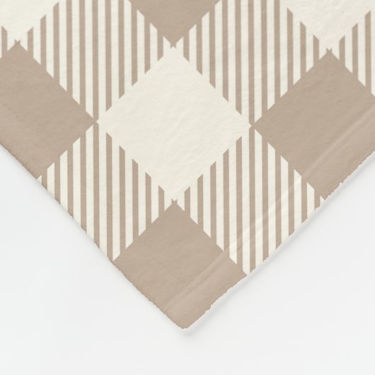 Boho Gingham Pattern Plaid Checkered Neutral Fleecedecke (Ecke)