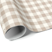 Boho Gingham Pattern Plaid Checkered Neutral Geschenkpapier (Rolleneckpunkt)