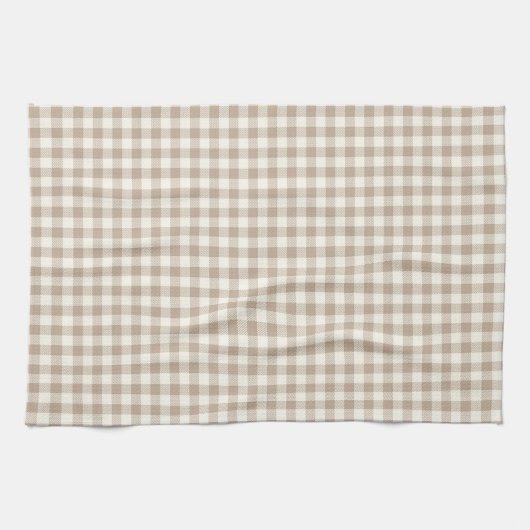 Boho Gingham Pattern Plaid Checkered Neutral Geschirrtuch (Horizontal)