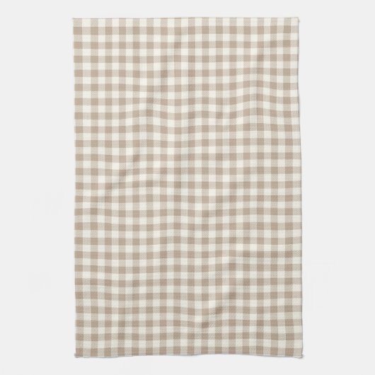 Boho Gingham Pattern Plaid Checkered Neutral Geschirrtuch (Vertikal)