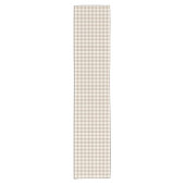 Boho Gingham Pattern Plaid Checkered Neutral Kurzer Tischläufer (Vorderseite)
