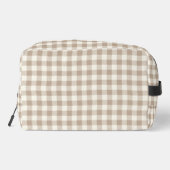 Boho Gingham Pattern Plaid Checkered Neutral Name Waschbeutel (Rückseite)