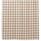 Boho Gingham Pattern Plaid Checkered Tan Brown Duschvorhang (Vorderseite)
