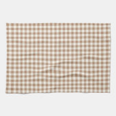Boho Gingham Pattern Plaid Checkered Tan Brown Geschirrtuch (Horizontal)
