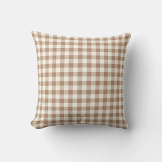 Boho Gingham Pattern Plaid Checkered Tan Brown Kissen
