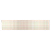 Boho Gingham Pattern Plaid Checkered Tan Brown Kurzer Tischläufer (Horizontal)