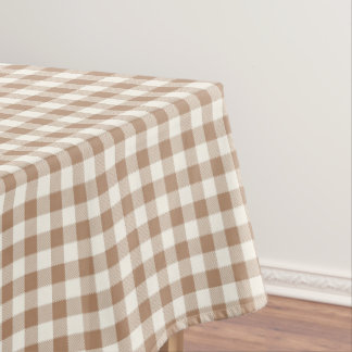 Boho Gingham Pattern Plaid Checkered Tan Brown Tischdecke