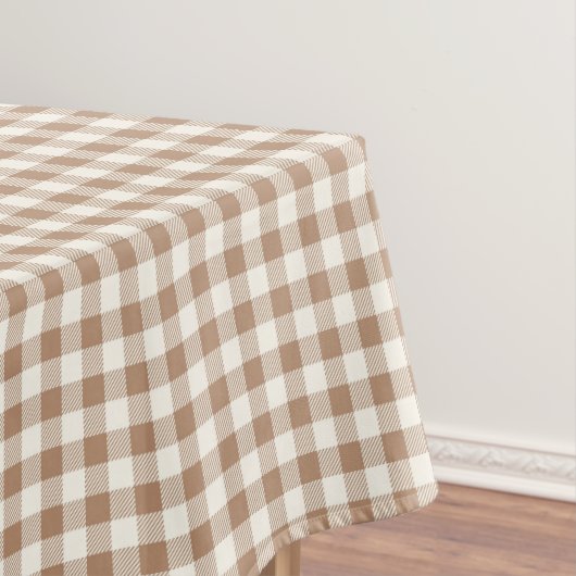 Boho Gingham Pattern Plaid Checkered Tan Brown Tischdecke (Beispiel)