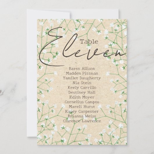 Boho Gipskraut Tischnummer Seating Chart 11 (Vorderseite)