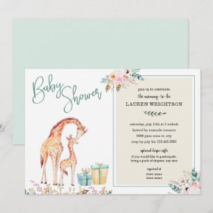 Boho Giraffe Baby Dusche neutral Geschlecht einlad Einladung