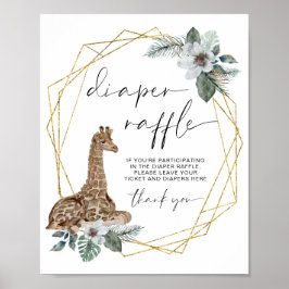 Boho Giraffe Baby Showdiaper Raffle-Zeichen Poster