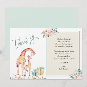Boho Giraffe Baby Shower danke Ihnen Gedicht zur K Einladung