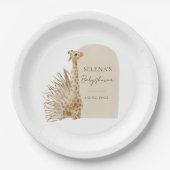Boho Giraffe Baby Shower Pappteller (Vorderseite)