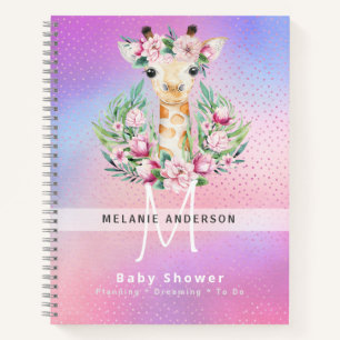 Boho GIRAFFE Baby Showplaner Notebook Journal Notizblock