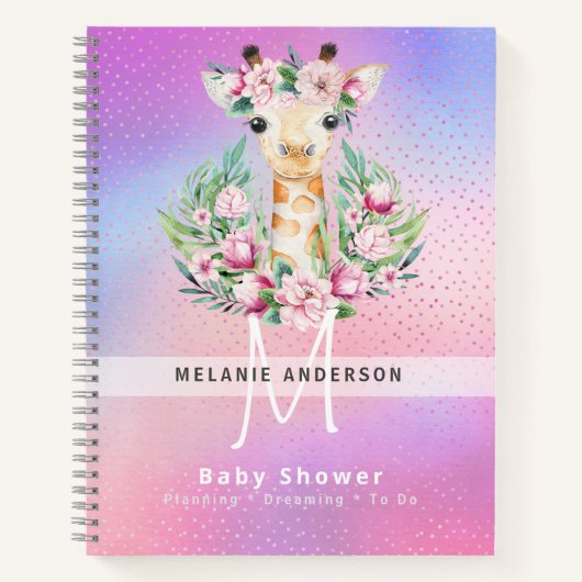 Boho GIRAFFE Baby Showplaner Notebook Journal Notizblock (Vorderseite)