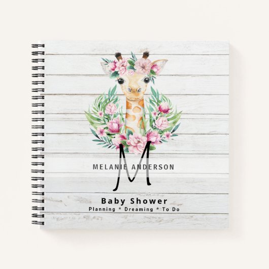 Boho GIRAFFE Baby Showplaner Notebook Journal Notizblock (Vorderseite)
