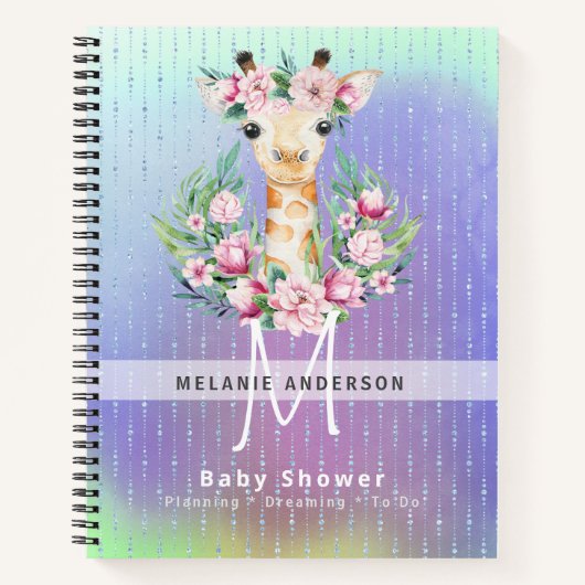 Boho GIRAFFE Baby Showplaner Notebook Journal Notizblock (Vorderseite)