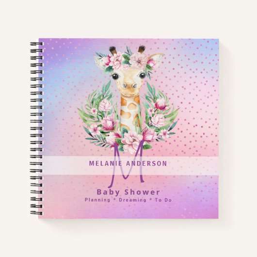 Boho GIRAFFE Baby Showplaner Notebook Journal Notizblock (Vorderseite)