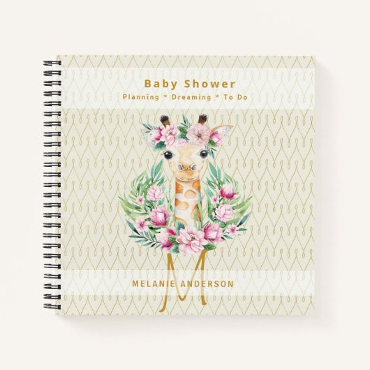 Boho GIRAFFE Baby Showplaner Notebook Journal Notizblock (Vorderseite)