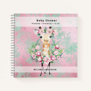 Boho GIRAFFE Baby Showplaner Notebook Journal Notizblock