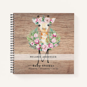 Boho GIRAFFE Baby Showplaner Notebook Journal Notizblock