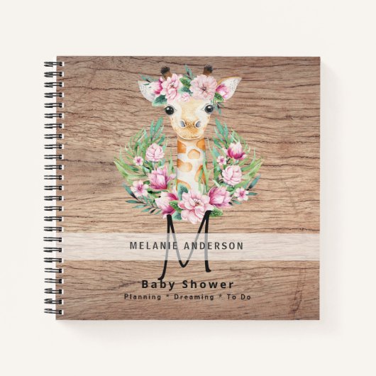 Boho GIRAFFE Baby Showplaner Notebook Journal Notizblock (Vorderseite)