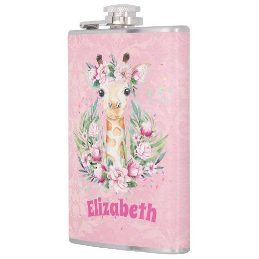 Boho Giraffe-Blume: Mädchen, Teens Geschenke Flachmann (Links)