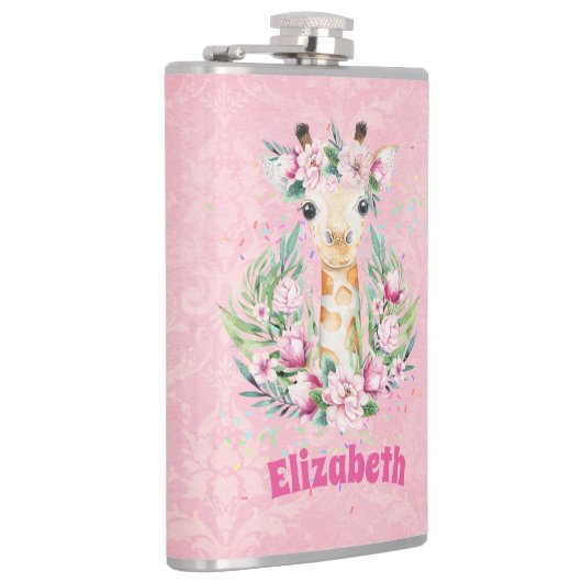 Boho Giraffe-Blume: Mädchen, Teens Geschenke Flachmann (Rechts)