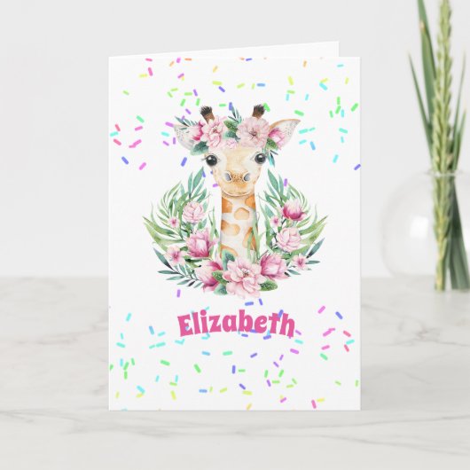 Boho Giraffe-Blume: Mädchen, Teens Geschenke Karte (Vorderseite)