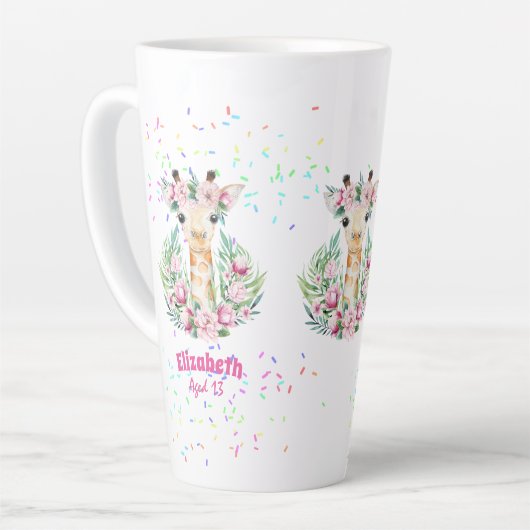 Boho Giraffe-Blume: Mädchen, Teens Geschenke Milchtasse (Linke Ecke)