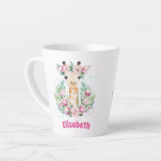 Boho Giraffe-Blume: Mädchen, Teens Geschenke Milchtasse (Linke Ecke)