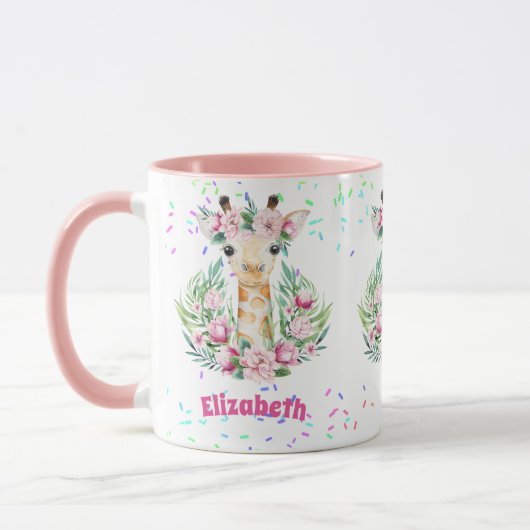 Boho Giraffe-Blume: Mädchen, Teens Geschenke Tasse (Links)