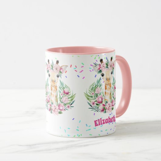Boho Giraffe-Blume: Mädchen, Teens Geschenke Tasse (VorderseiteRechts)