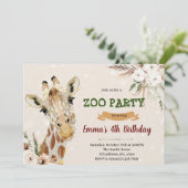 Boho giraffe Einladung zum Geburtstag (Stehend Vorderseite)