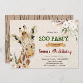 Boho giraffe Einladung zum Geburtstag (Vorne/Hinten)