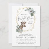 Boho Giraffe Floral Watercolor Babydusche Einladung (Vorderseite)