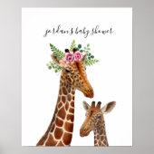 Boho Giraffe Mama + Babydusche Poster (Vorne)
