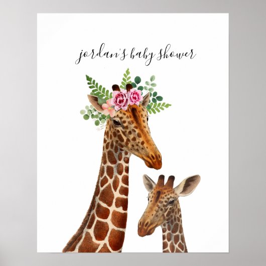 Boho Giraffe Mama + Babydusche Poster (Vorne)