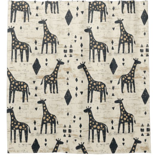 Boho-Giraffe-Stammesmuster Duschvorhang (Vorderseite)