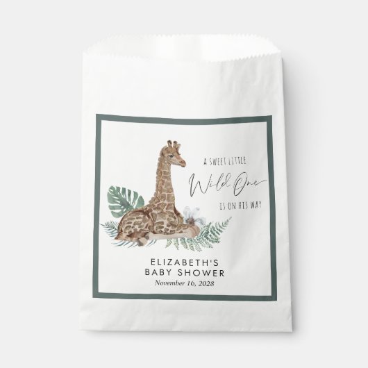 Boho Giraffe Watercolor Babydusche Geschenktütchen (Vorderseite)
