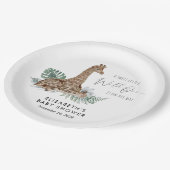 Boho Giraffe Watercolor Babydusche Pappteller (Schrägansicht)
