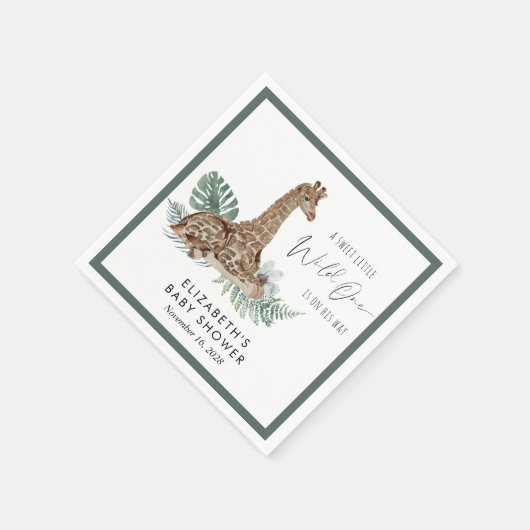 Boho Giraffe Watercolor Babydusche Serviette (Ecke)