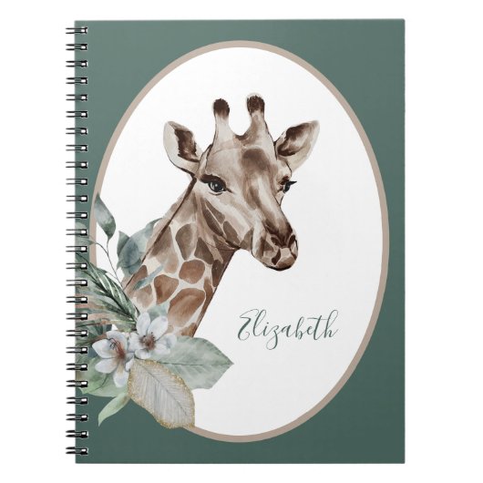 Boho Giraffe Watercolor Monogram Notizblock (Vorderseite)