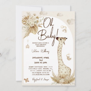 Boho-Giraffen-Babyshower für den Kinderzimmer  Einladung