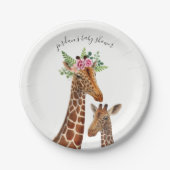 Boho Giraffen-Mutter + Babyparty Pappteller (Vorderseite)