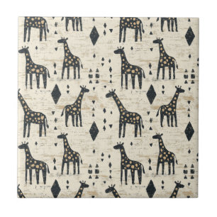 Boho-Giraffen-Stammesmuster Fliese