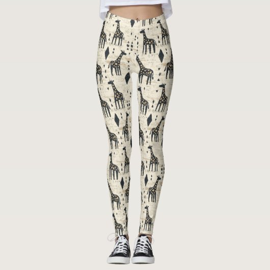 Boho-Giraffen-Stammesmuster Leggings (Vorderseite)