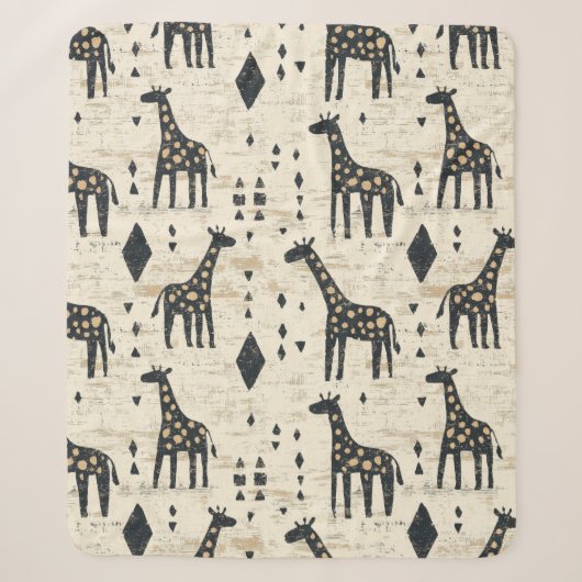 Boho-Giraffen-Stammesmuster Sherpadecke (Vorderseite)