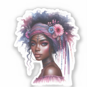 Boho Girl AI Kunst Boheme Mode Aufkleber